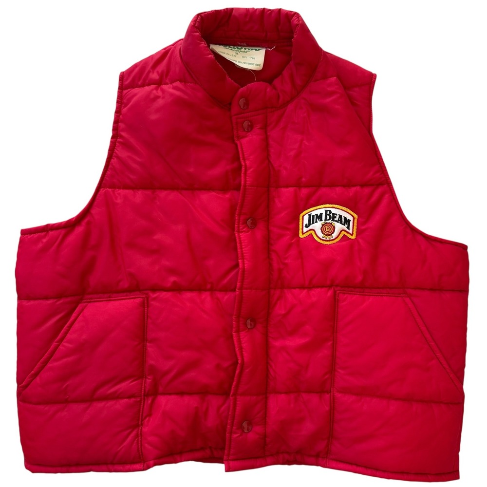 VTG Holloway Jim Beam XL Red Full Snap‎ and Zip Men's Sleeveless Puffer Vest